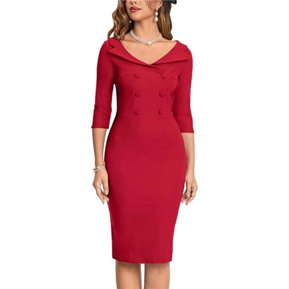 Women's Classic Vintage Sweetheart Tea Dress Red